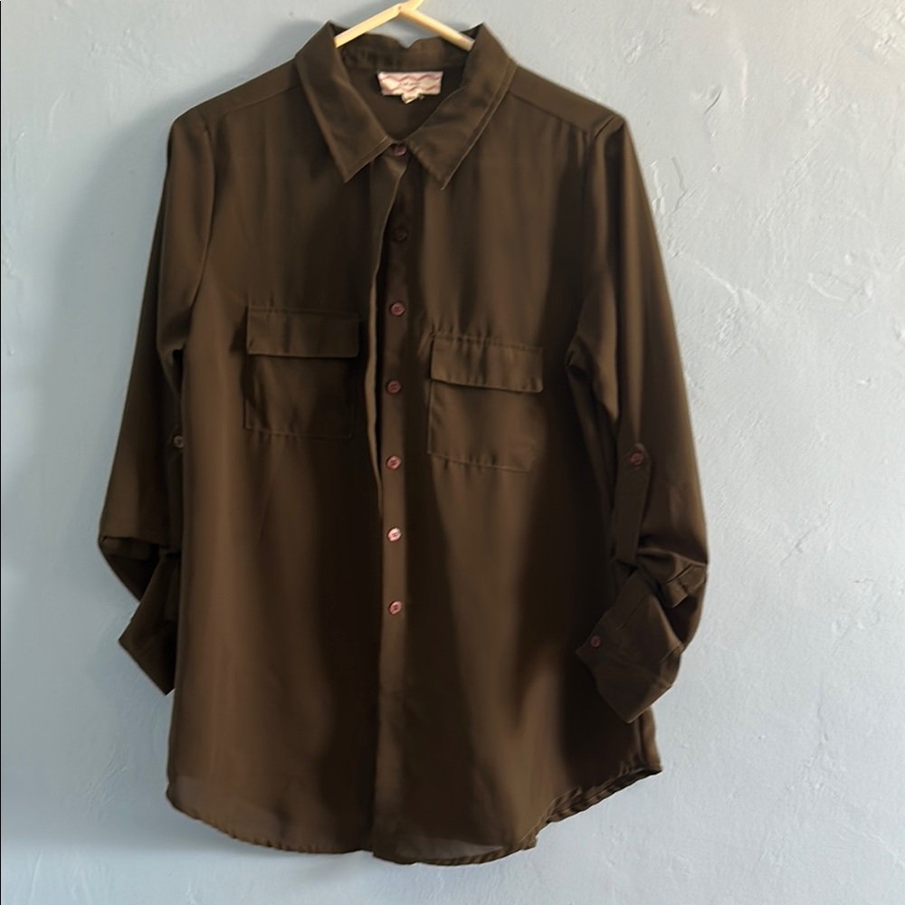 Dark Brown Button-Up Shirt